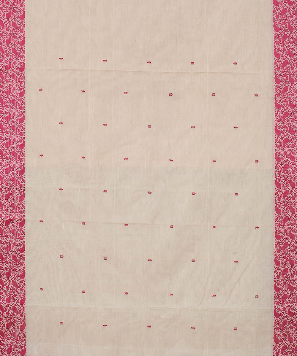 Beige pink cotton handwoven venkatagiri saree