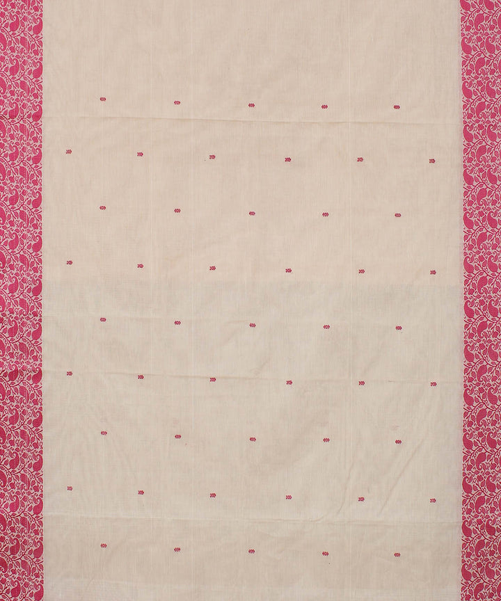 Beige pink cotton handwoven venkatagiri saree