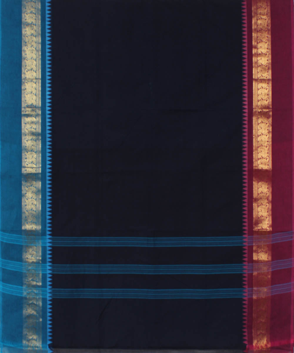 Navy blue cotton handwoven venkatagiri saree