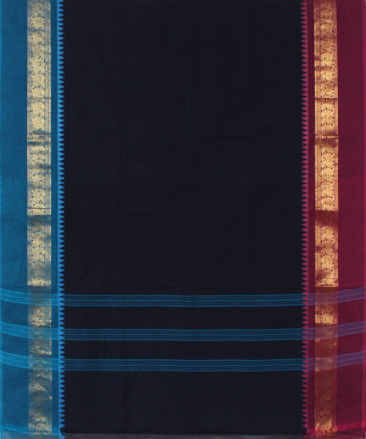 Navy blue cotton handwoven venkatagiri saree