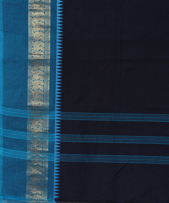 Navy blue cotton handwoven venkatagiri saree