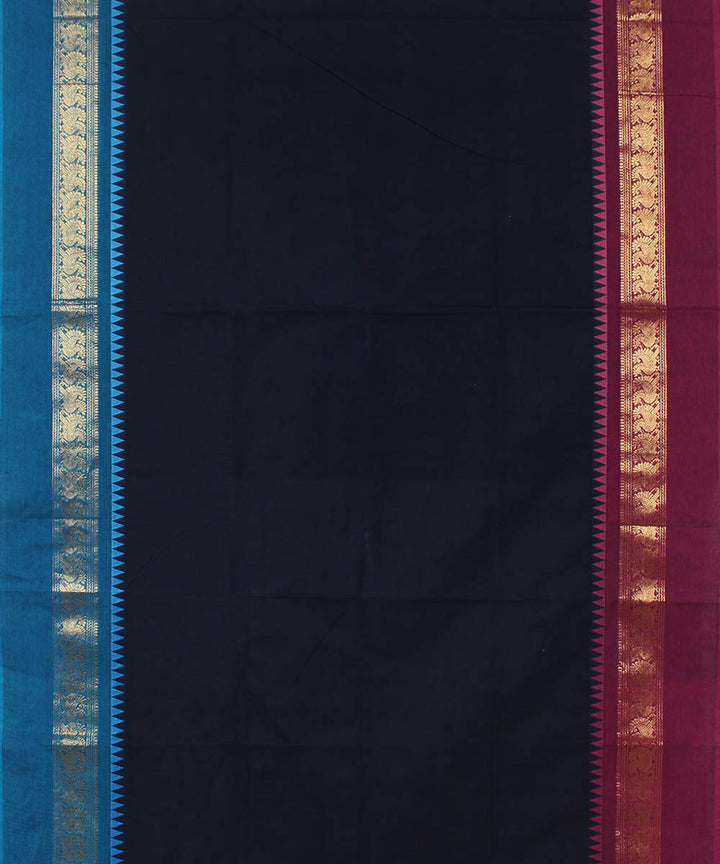 Navy blue cotton handwoven venkatagiri saree