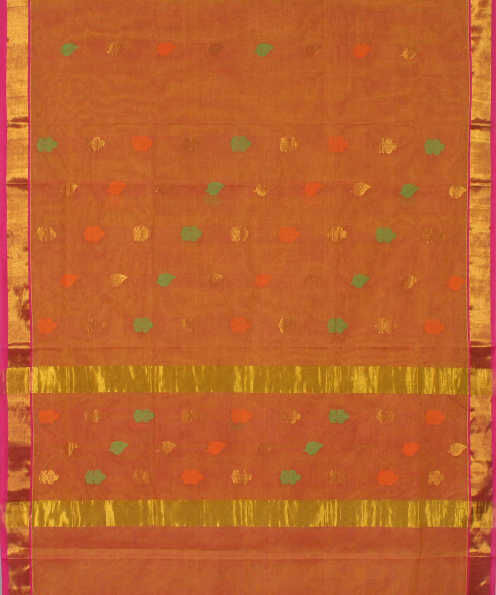 Orange cotton handwoven venkatagiri saree