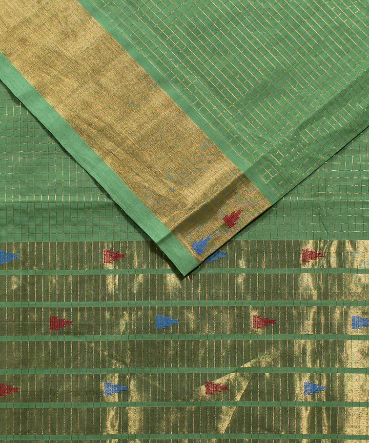 Light green cotton handwoven venkatagiri saree