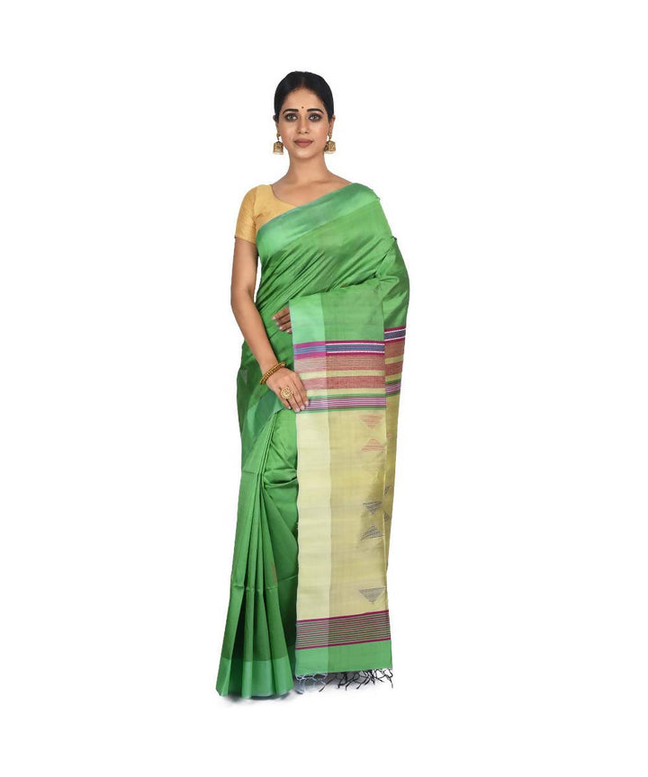 Light Green Bengal handwoven silk saree