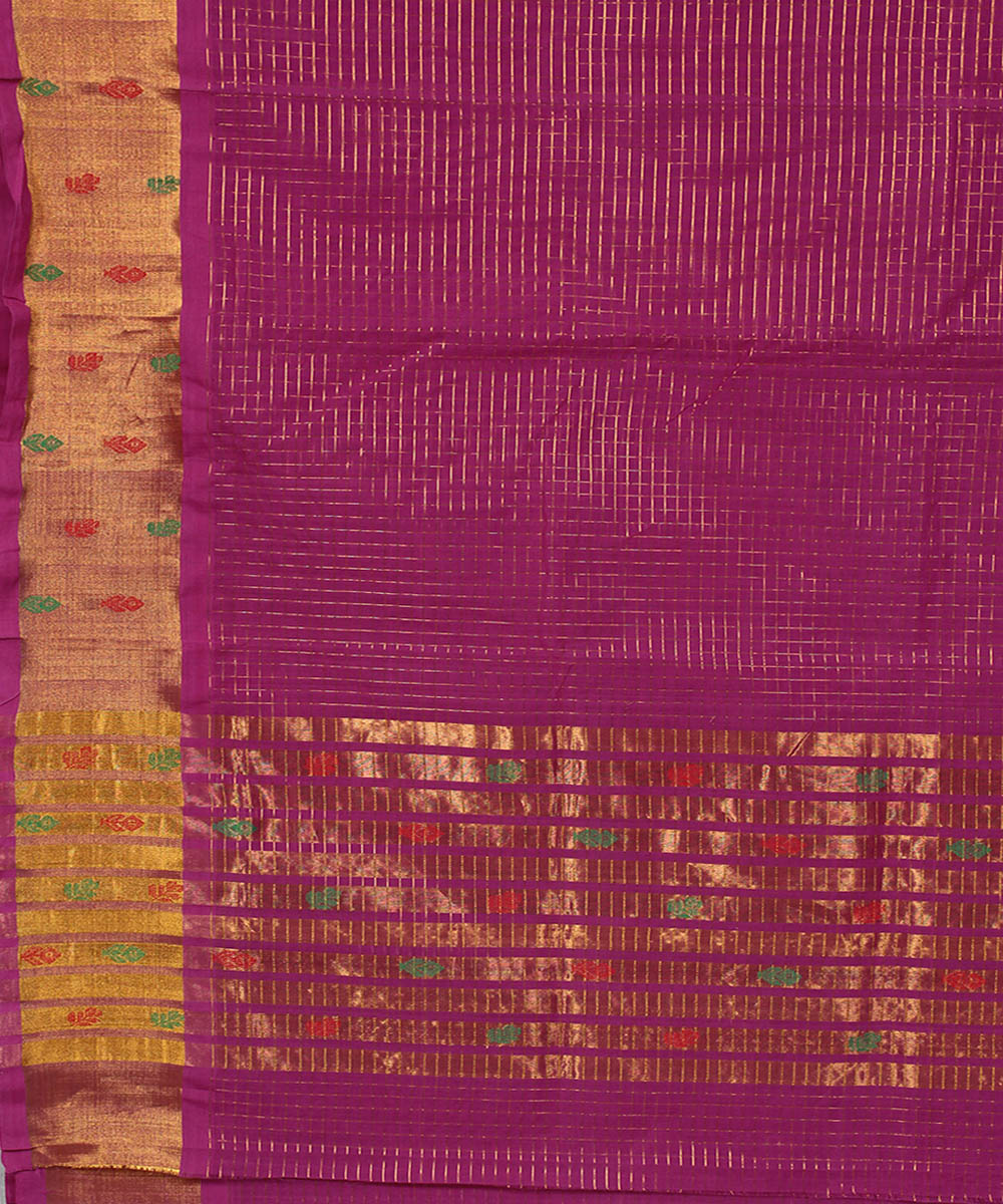 Pink purple cotton handwoven venkatagiri saree