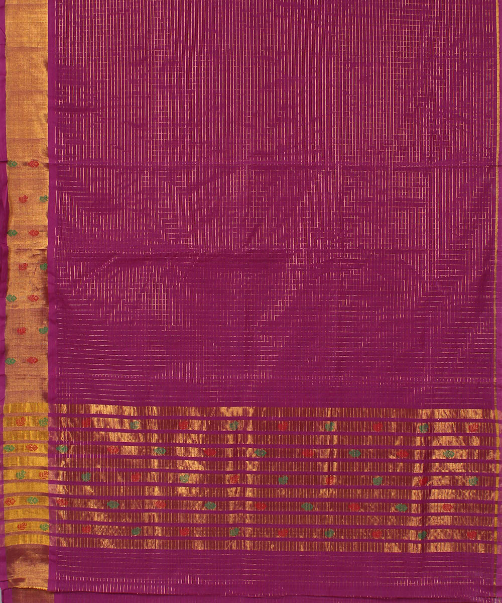 Pink purple cotton handwoven venkatagiri saree