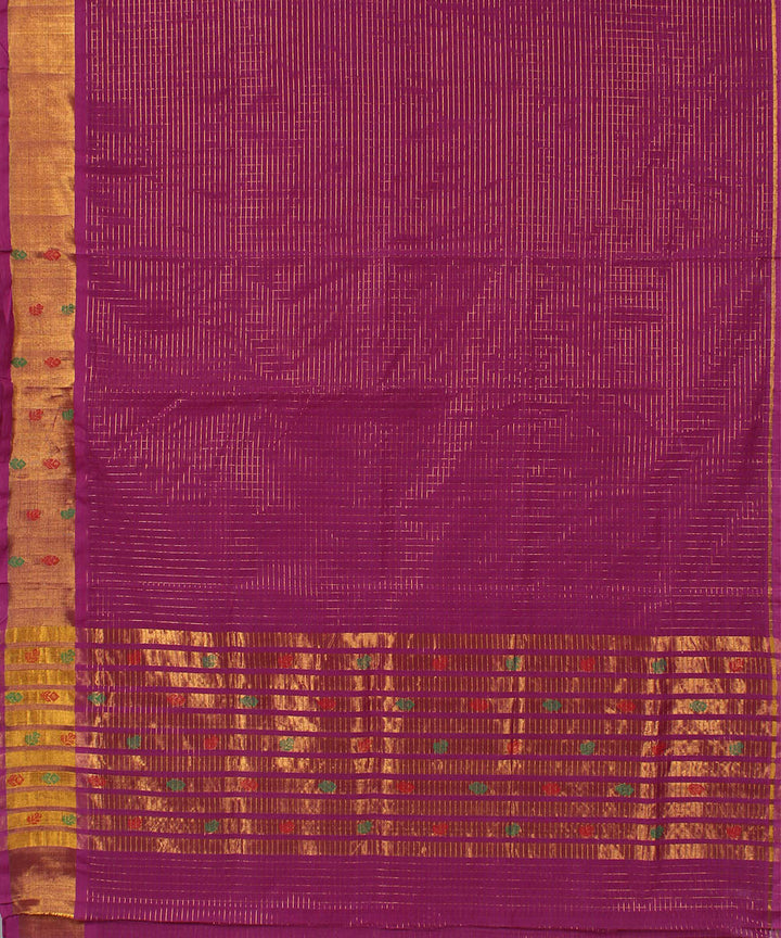 Pink purple cotton handwoven venkatagiri saree