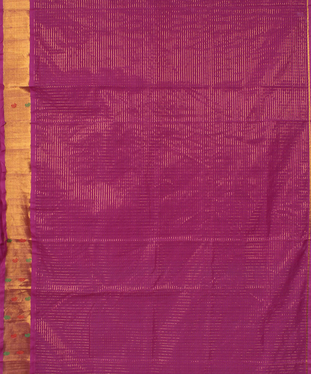 Pink purple cotton handwoven venkatagiri saree