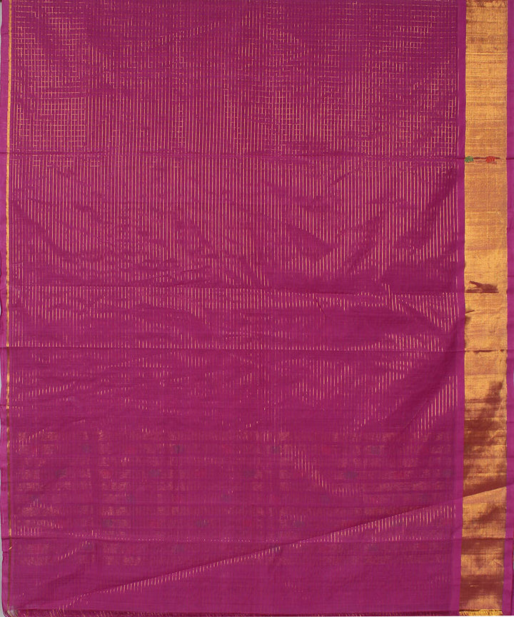 Pink purple cotton handwoven venkatagiri saree