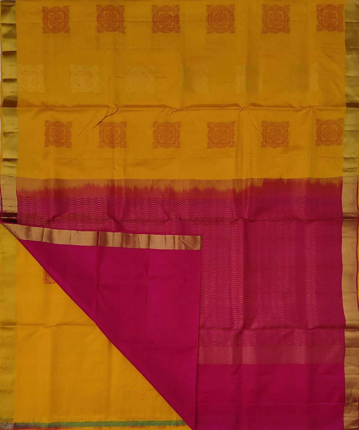 Yellow pure handloom soft silk saree