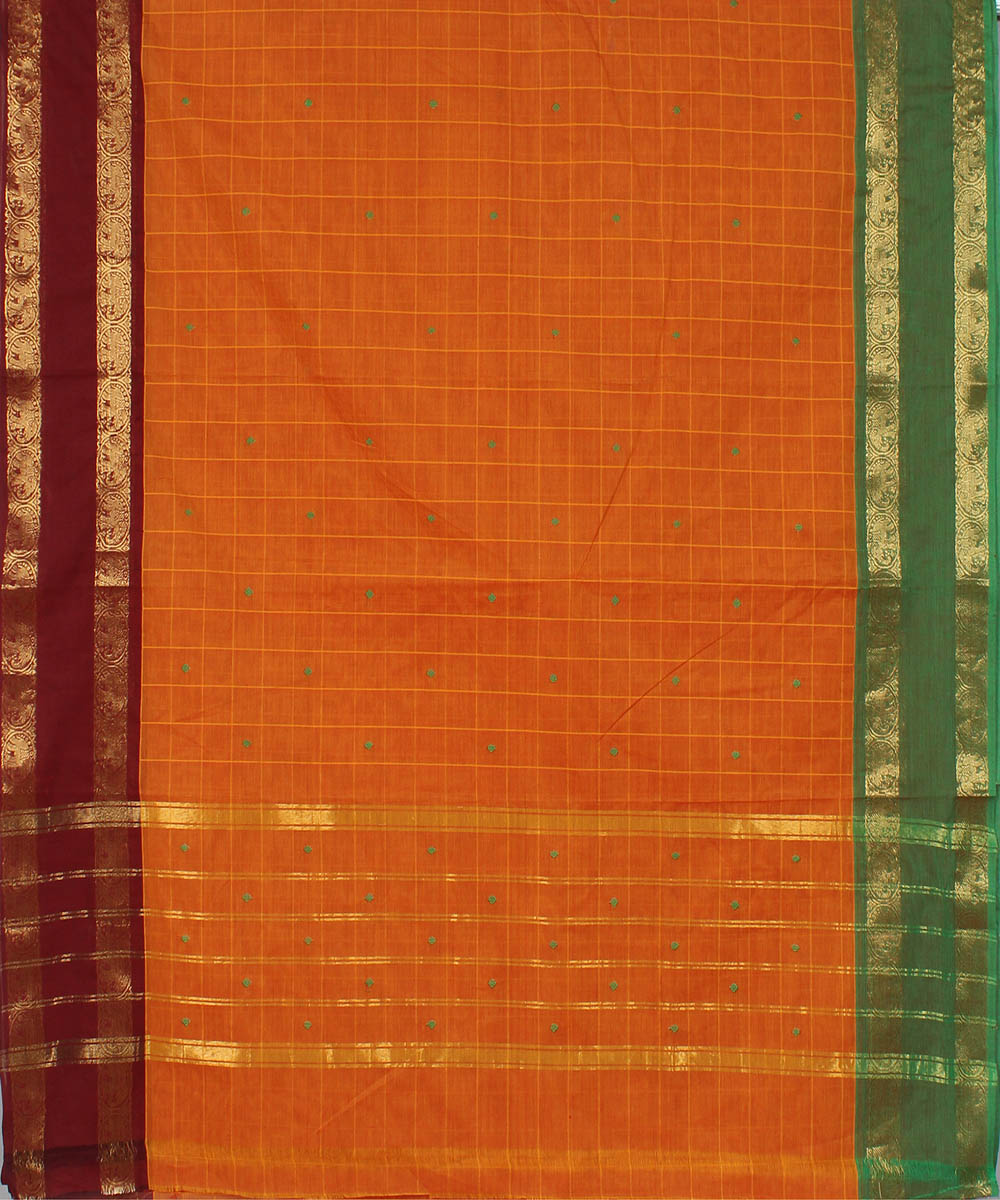 Orange cotton handloom venkatagiri saree