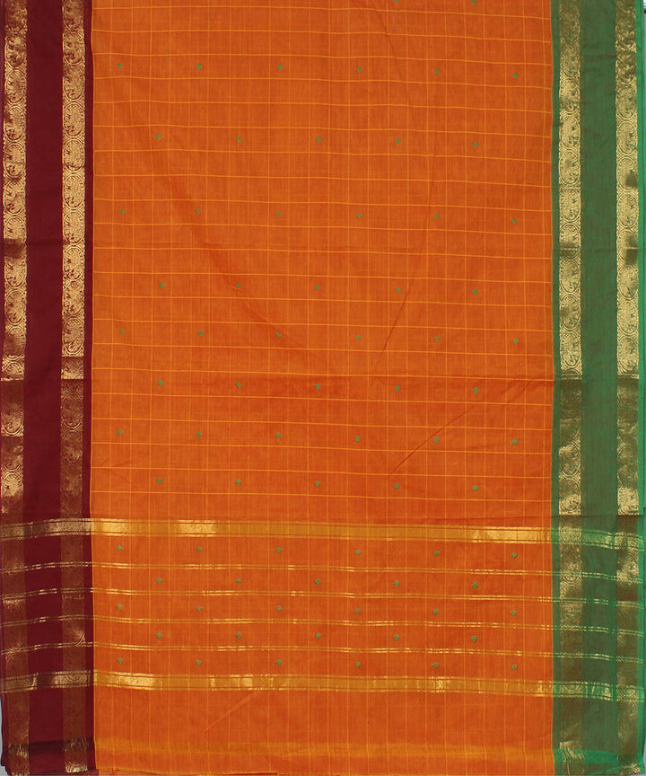Orange cotton handloom venkatagiri saree