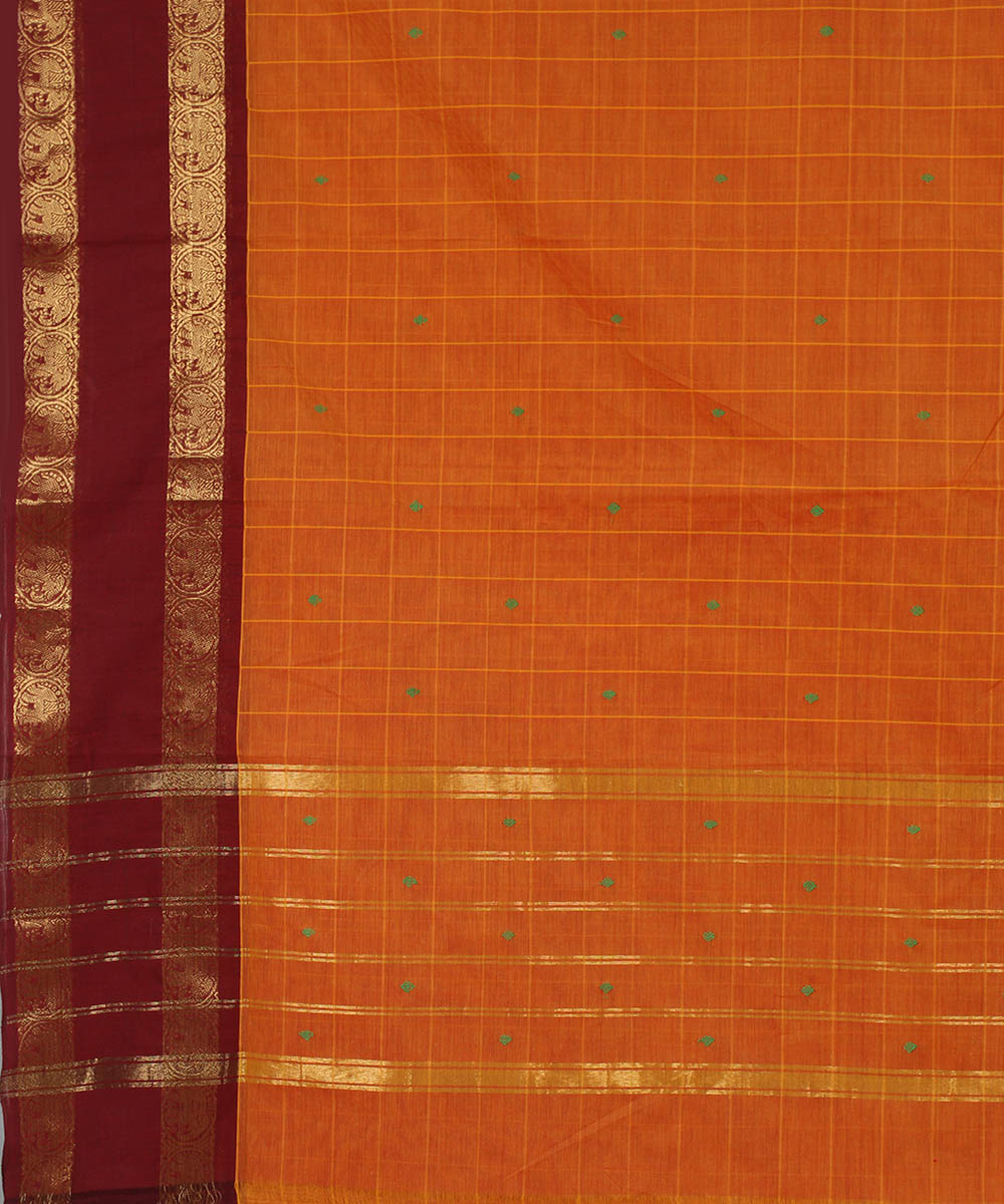 Orange cotton handloom venkatagiri saree