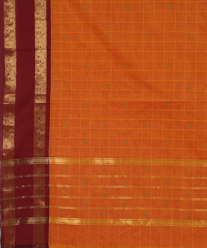Orange cotton handloom venkatagiri saree