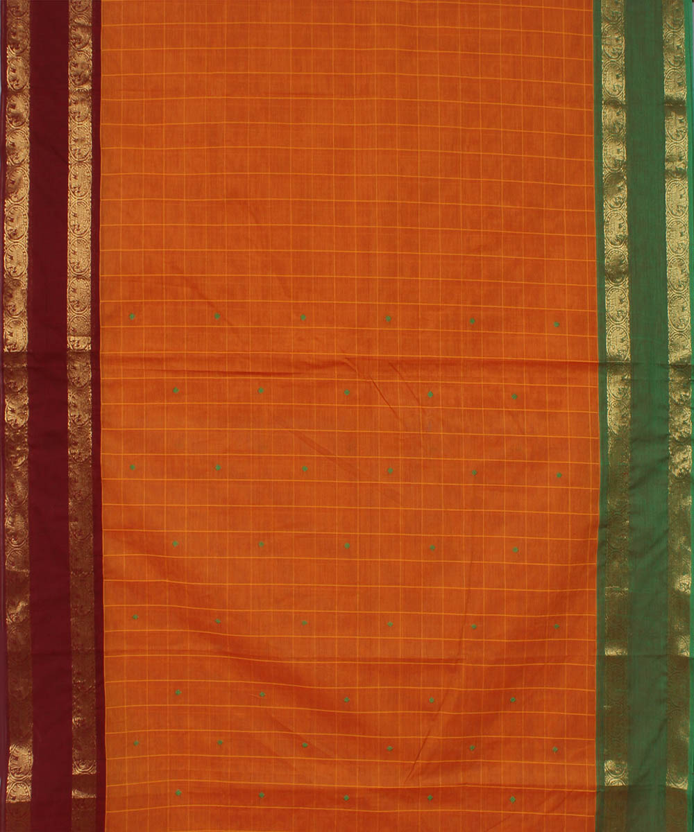 Orange cotton handloom venkatagiri saree