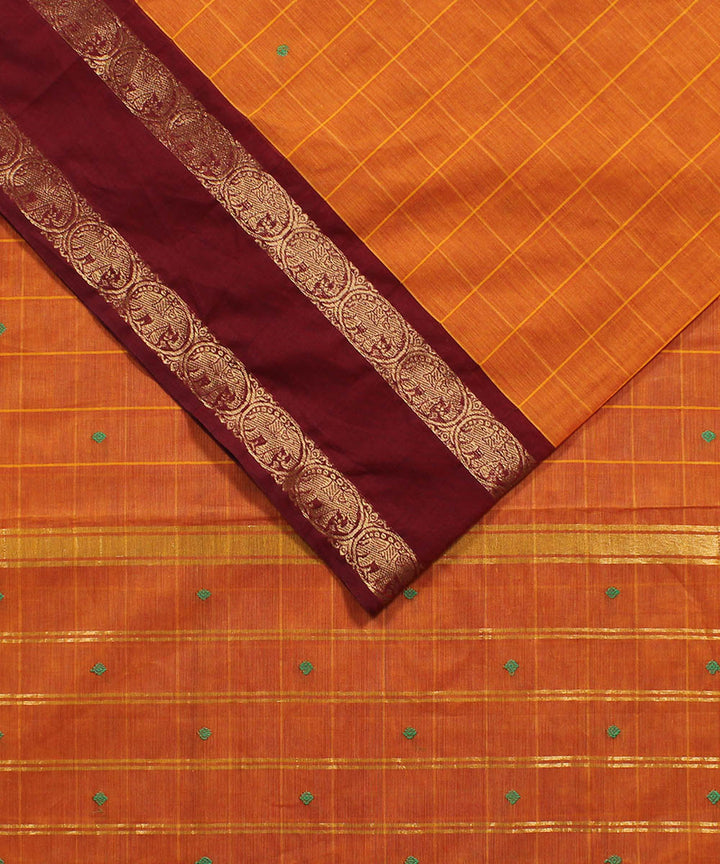 Orange cotton handloom venkatagiri saree