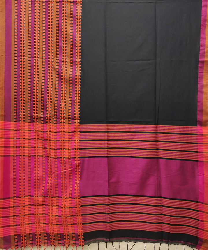 Black pink handloom cotton saree