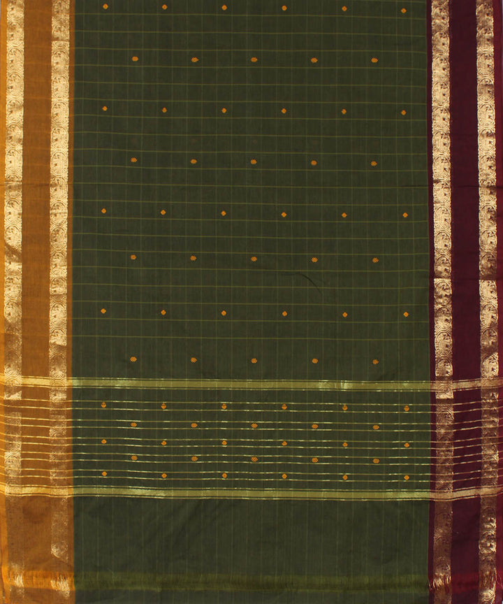 Moss green cotton handwoven venkatagiri saree