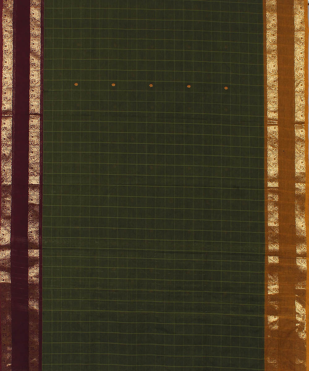 Moss green cotton handwoven venkatagiri saree