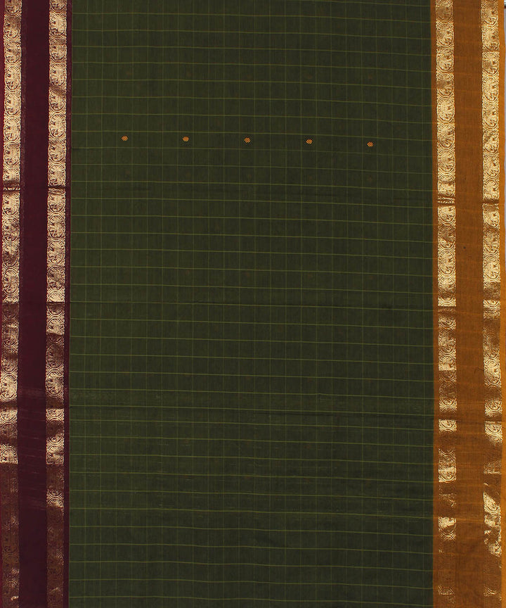 Moss green cotton handwoven venkatagiri saree