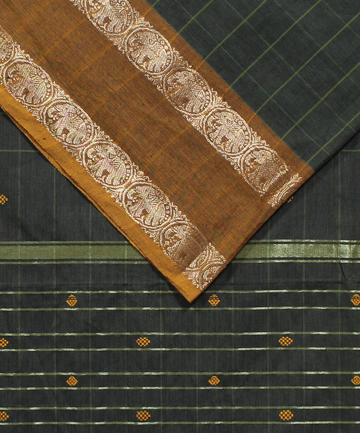 Moss green cotton handwoven venkatagiri saree