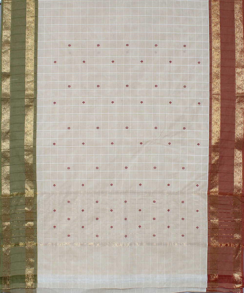 White cotton handwoven venkatagiri saree