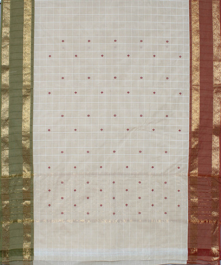 White cotton handwoven venkatagiri saree