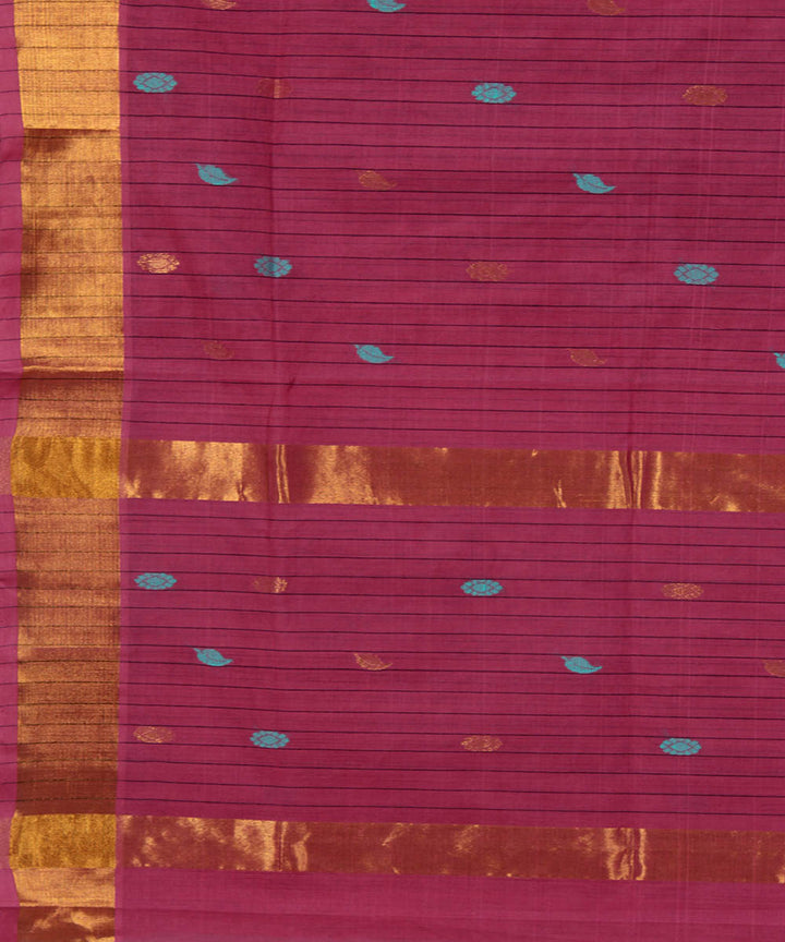 Mauve pink cotton handwoven venkatagiri saree