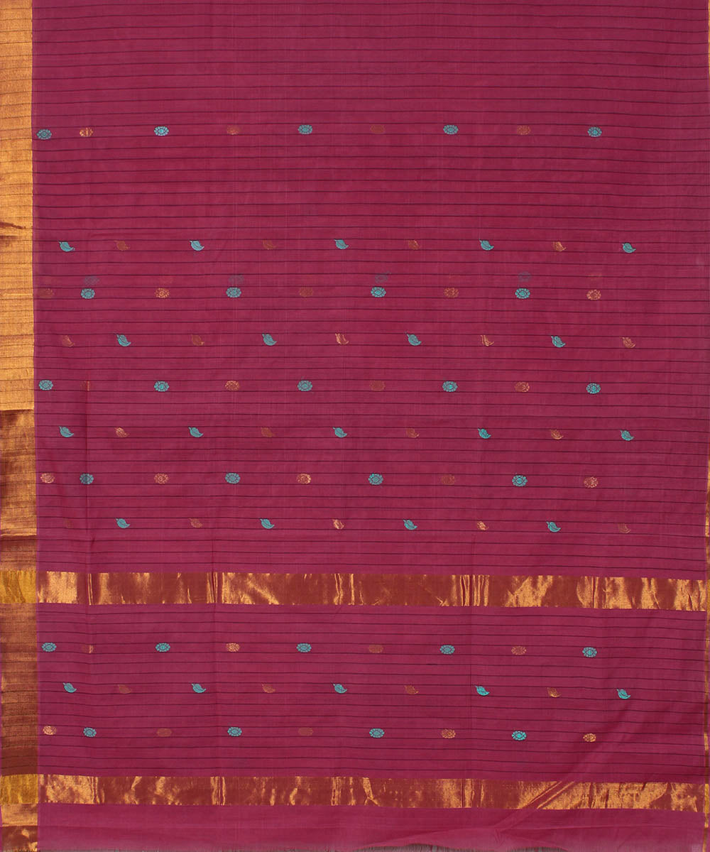 Mauve pink cotton handwoven venkatagiri saree
