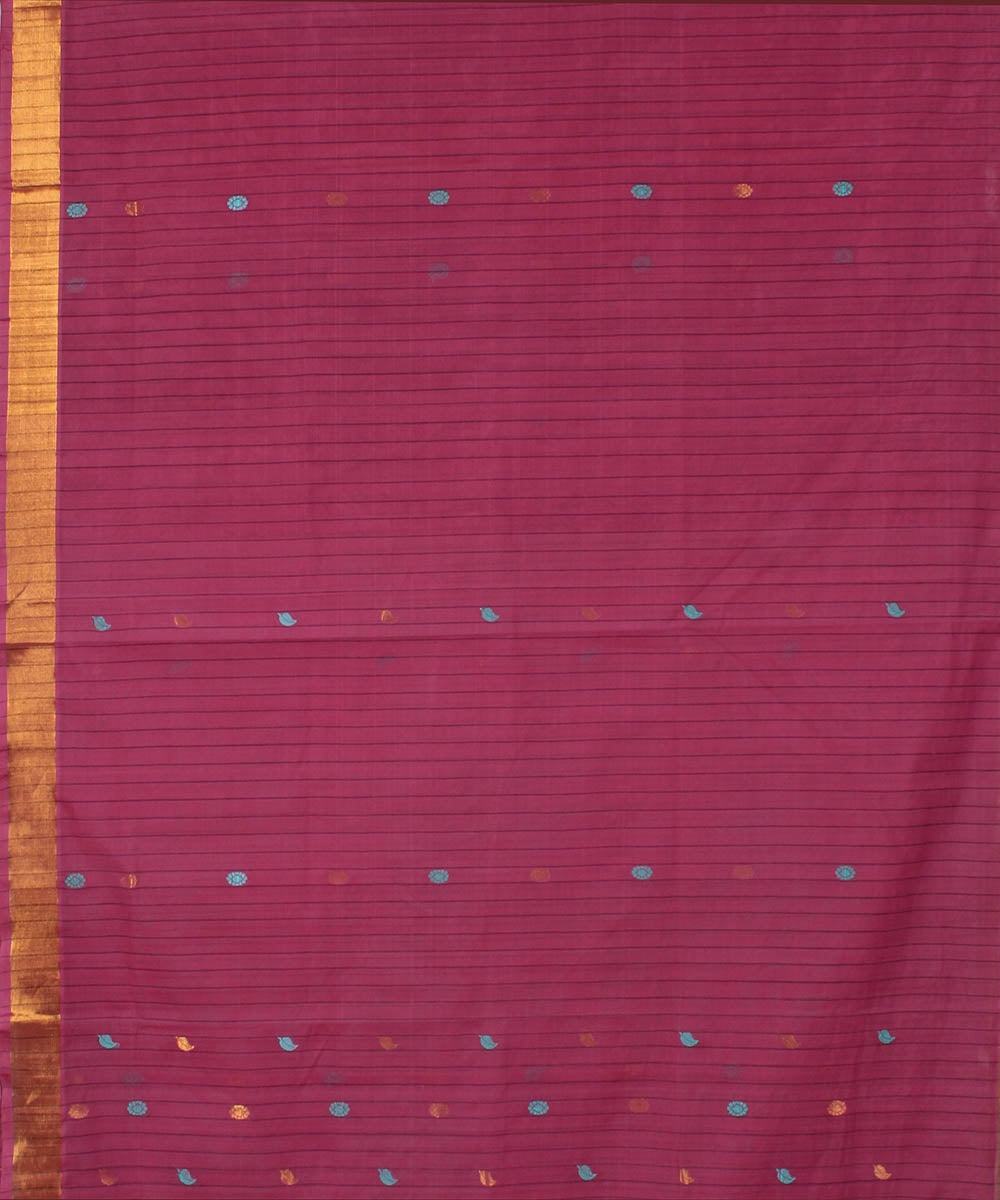 Mauve pink cotton handwoven venkatagiri saree