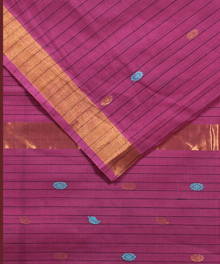 Mauve pink cotton handwoven venkatagiri saree