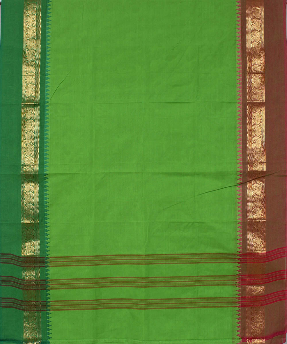 Lime green cotton handwoven venkatagiri saree