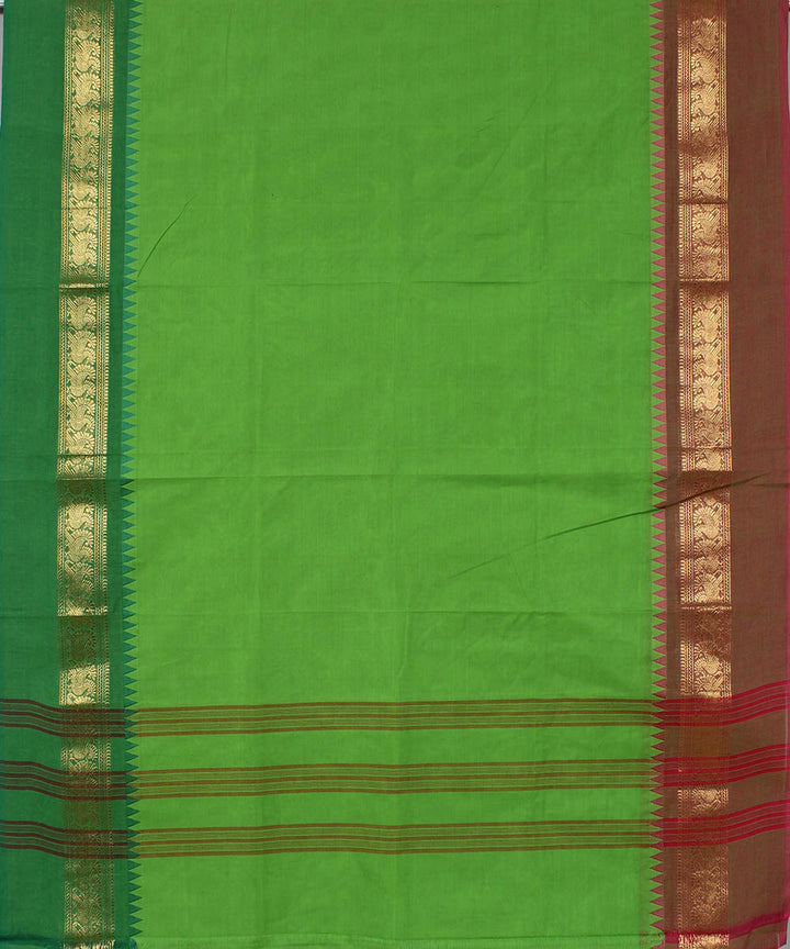 Lime green cotton handwoven venkatagiri saree