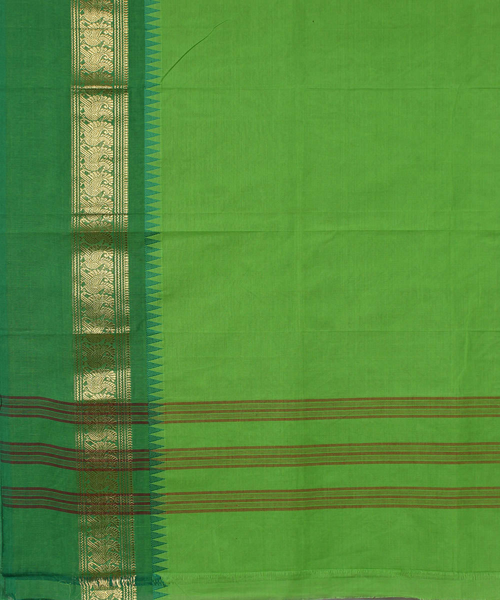 Lime green cotton handwoven venkatagiri saree