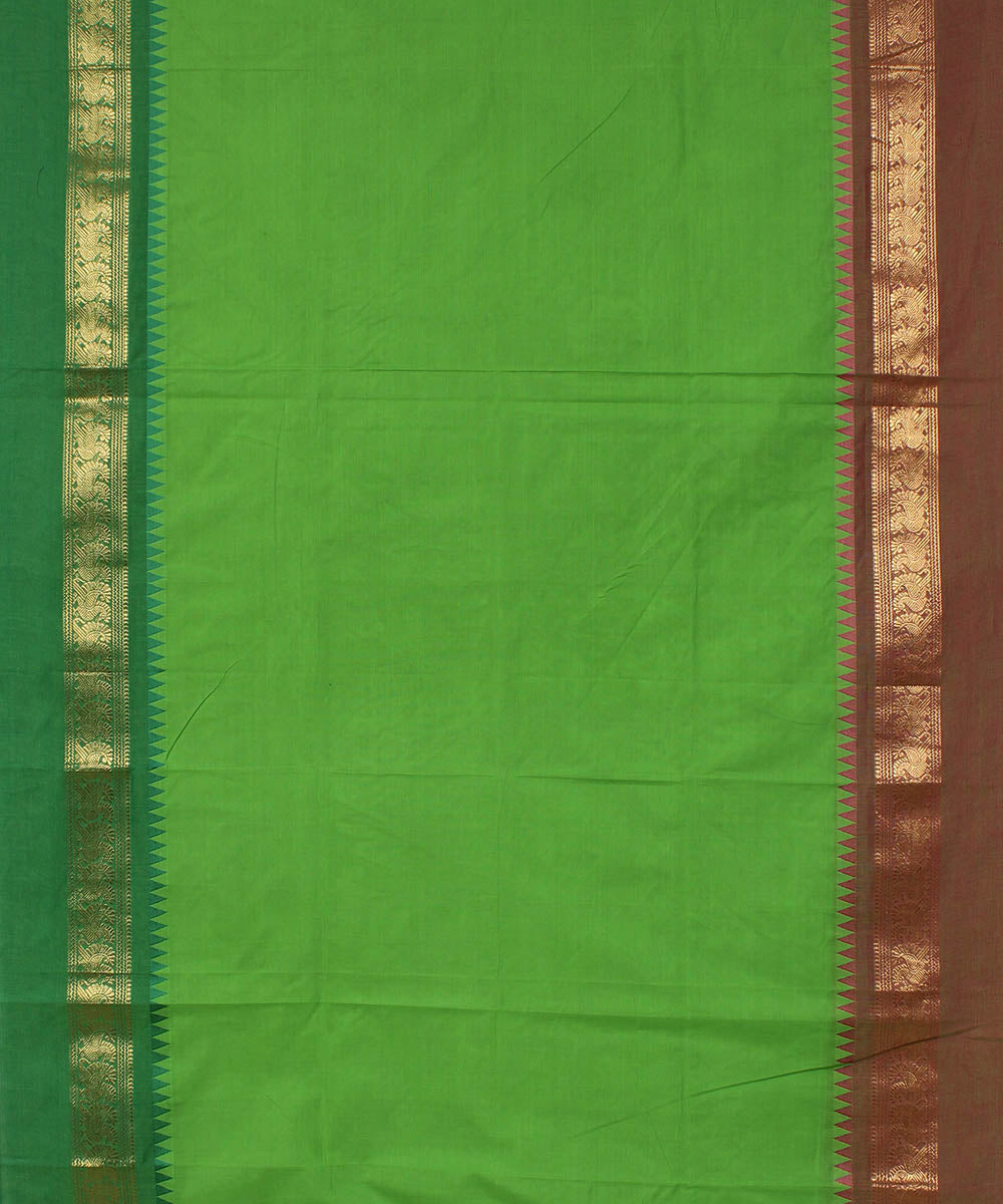 Lime green cotton handwoven venkatagiri saree