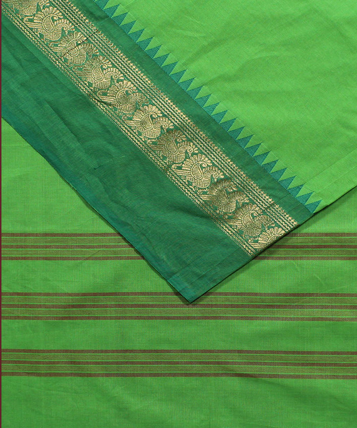 Lime green cotton handwoven venkatagiri saree