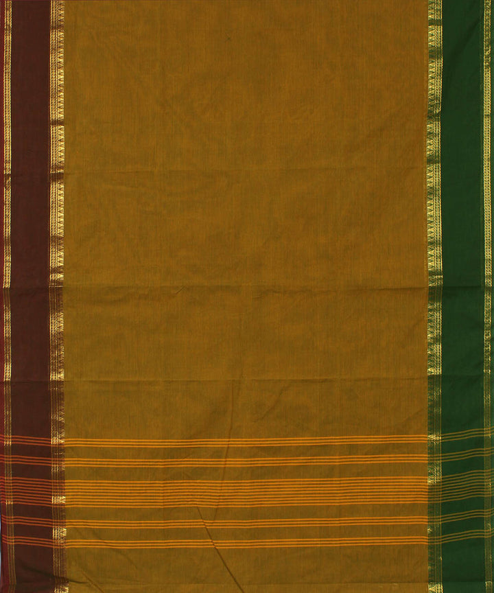 Brown cotton handwoven venkatagiri saree