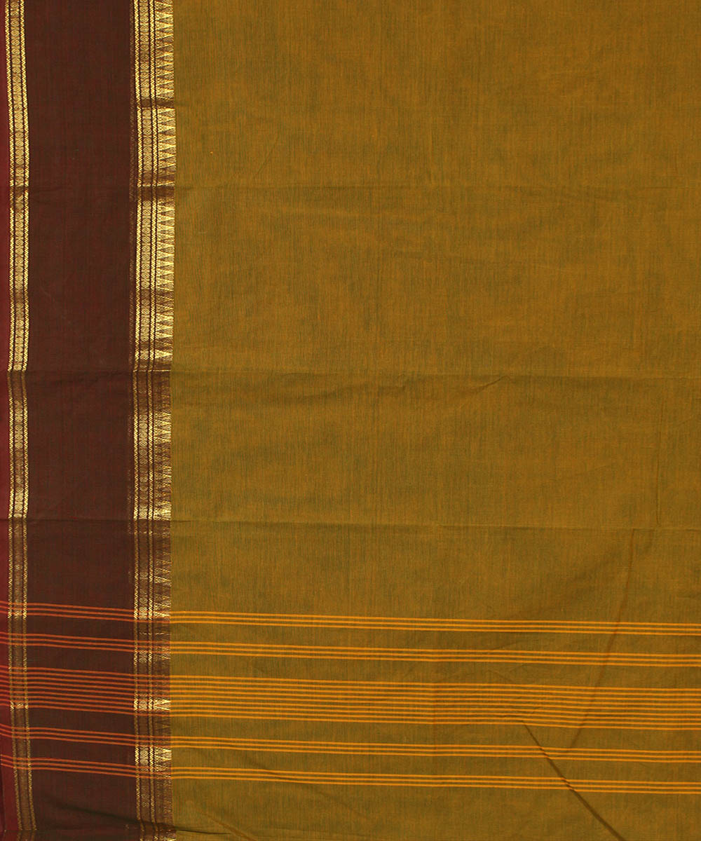 Brown cotton handwoven venkatagiri saree