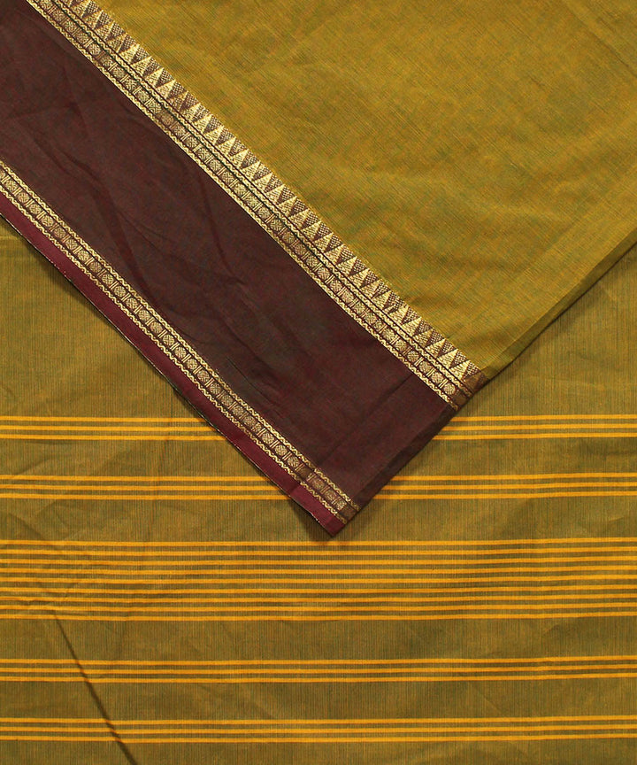 Brown cotton handwoven venkatagiri saree