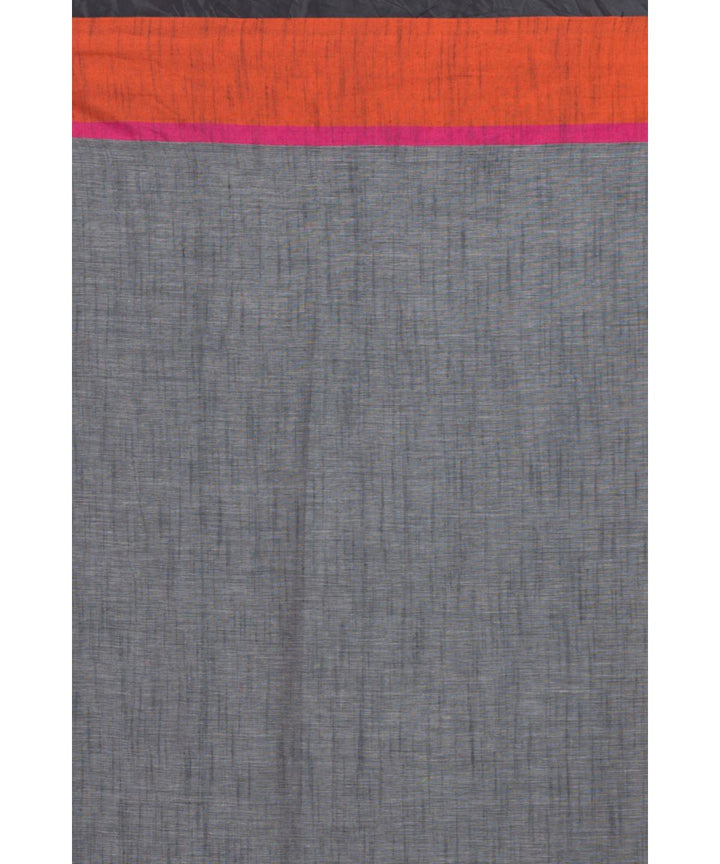 Grey orange handwoven bengal cotton jamdani saree