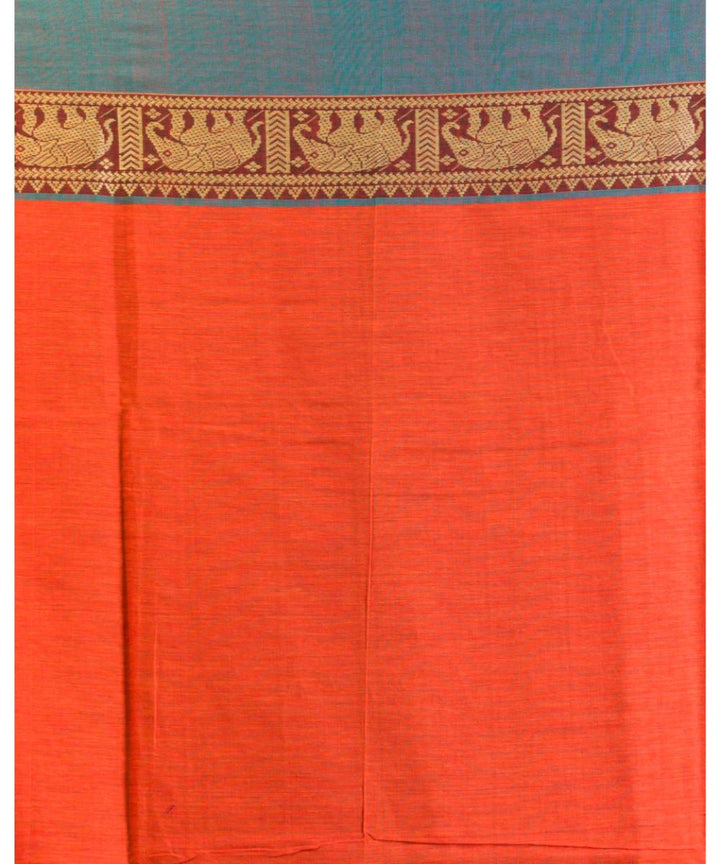 Orange handloom bengal cotton saree