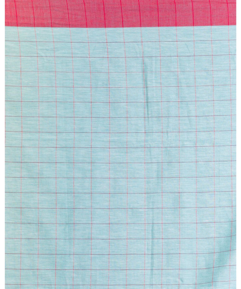 Sky blue red handwoven bengal cotton saree