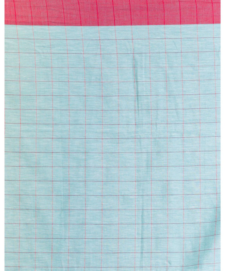 Sky blue red handwoven bengal cotton saree
