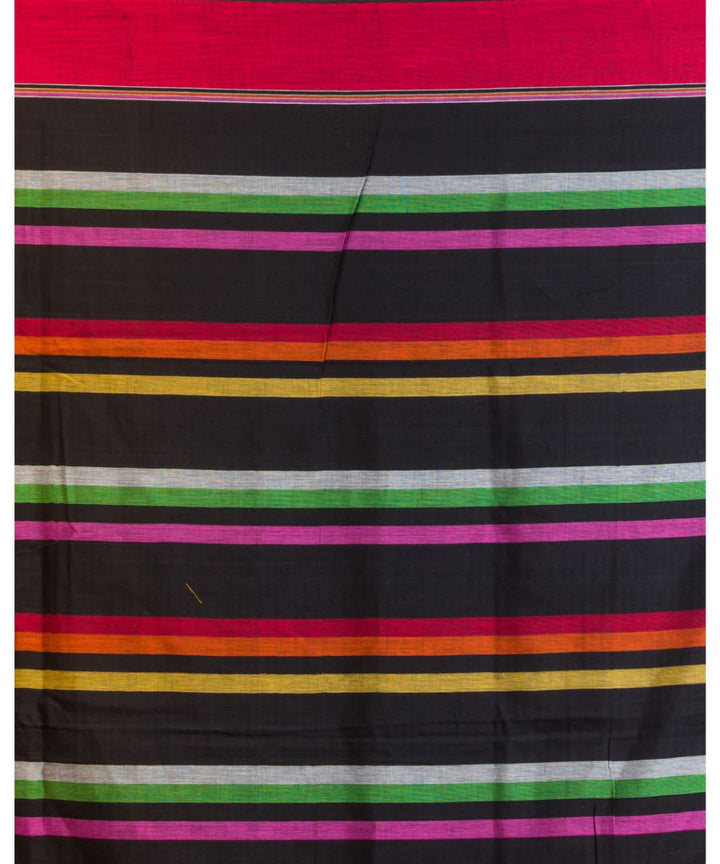 Black red checks handwoven bengal cotton saree