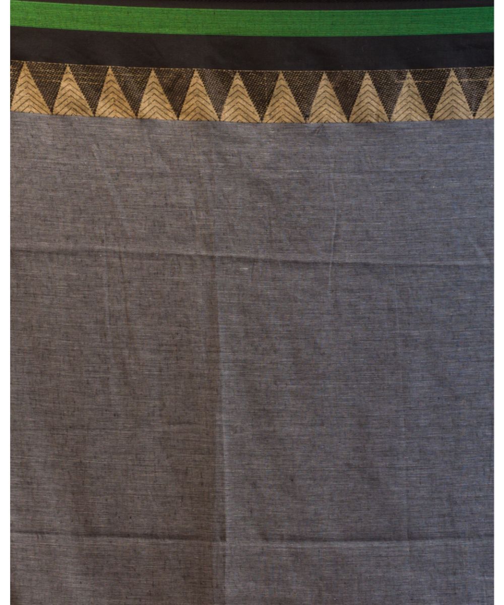 Grey black handwoven bengal cotton begumpuri saree