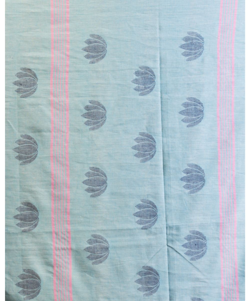 Sky blue handwoven bengal cotton jamdani saree