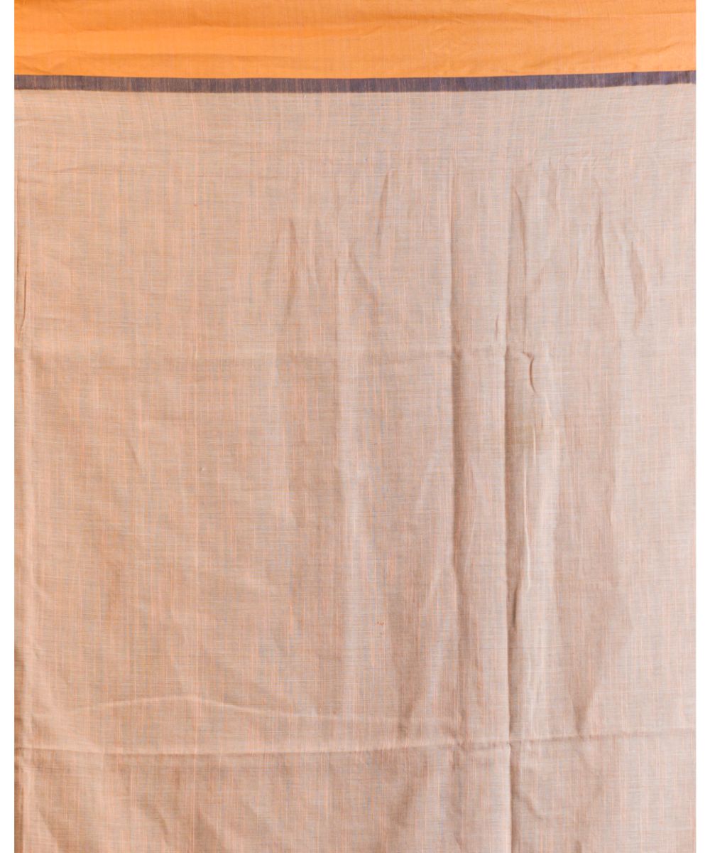 Peach black orange handwoven bengal cotton jamdani saree