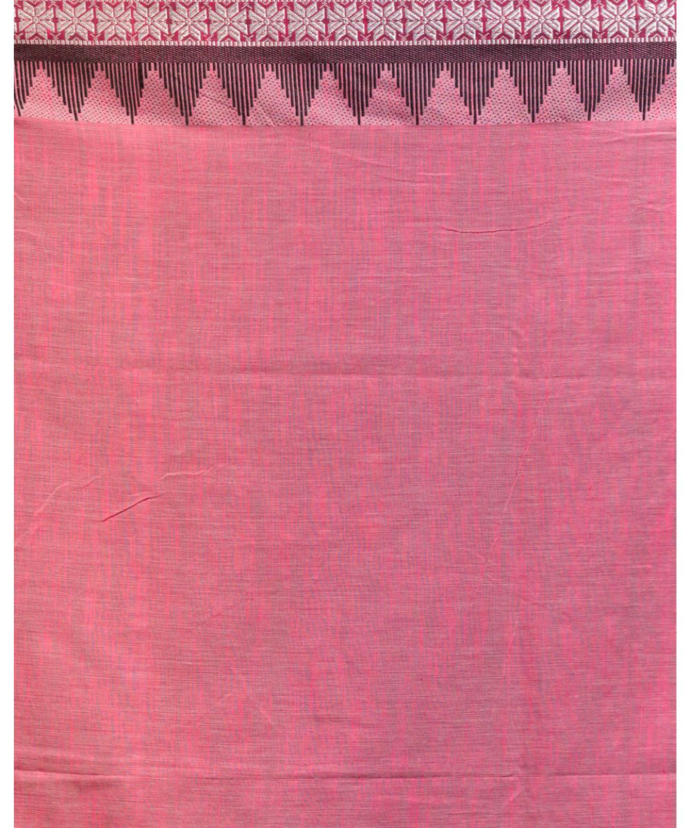 Pink grey handwoven bengal cotton saree