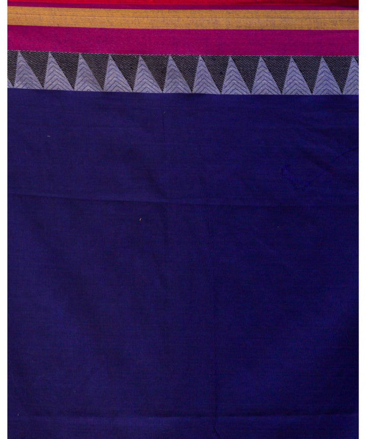 Dark blue pink handwoven bengal cotton begumpuri saree